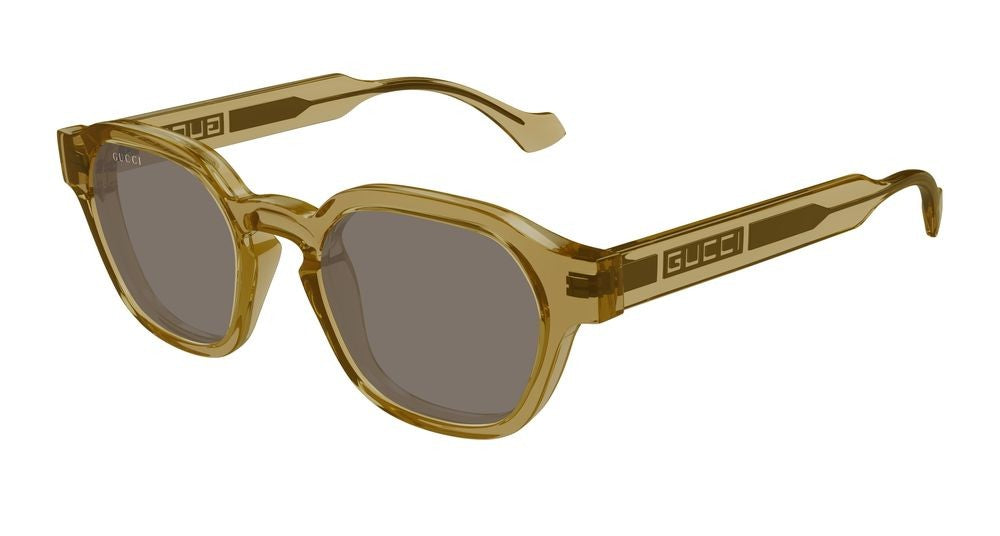 Gucci Yellow Geometric Temples Oversized Square Sunglasses