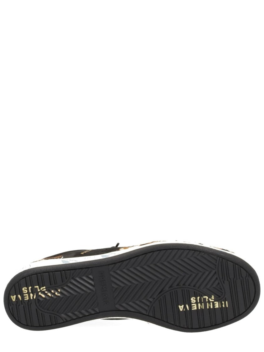 Premiata Leopard Print Low-Top Sneakers With Black Suede Overlays