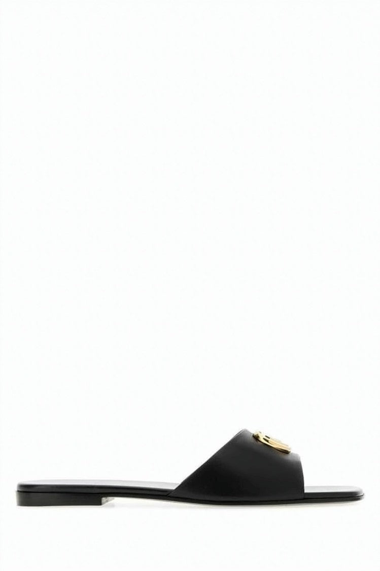 Gucci Minimalist Flat Slide Sandal With Gold Emblem