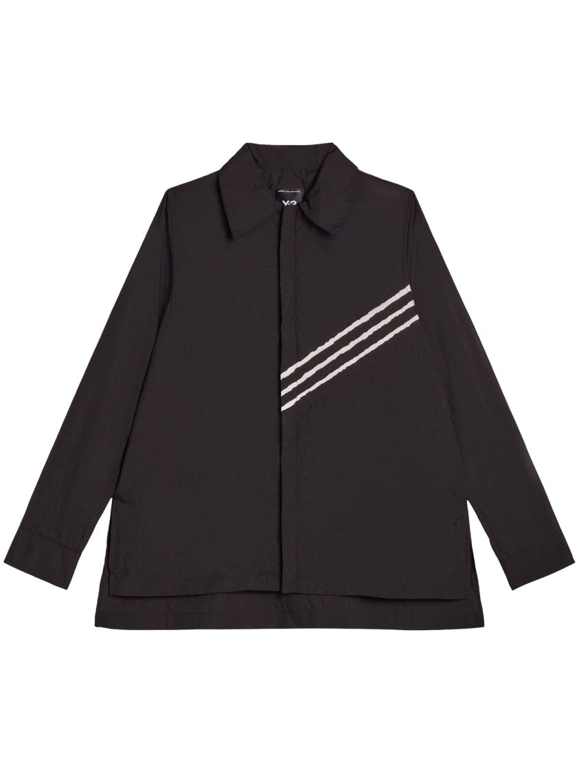 Y-3 Boxy Black Polyamide Shirt With Sporty Stripes