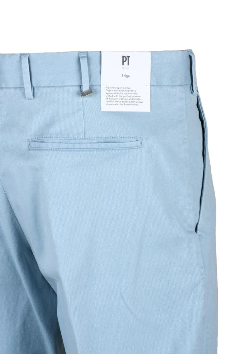 Pt Torino Men's Cotton Stretch Trousers - Light Blue