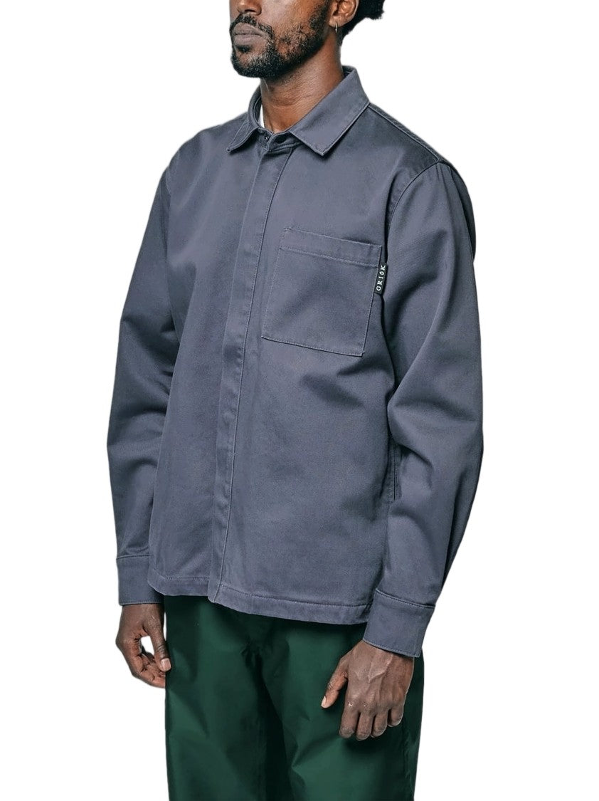 Gr10k Long Sleeve Grey Shirt With Subtle Logo Detail And Classic Collar