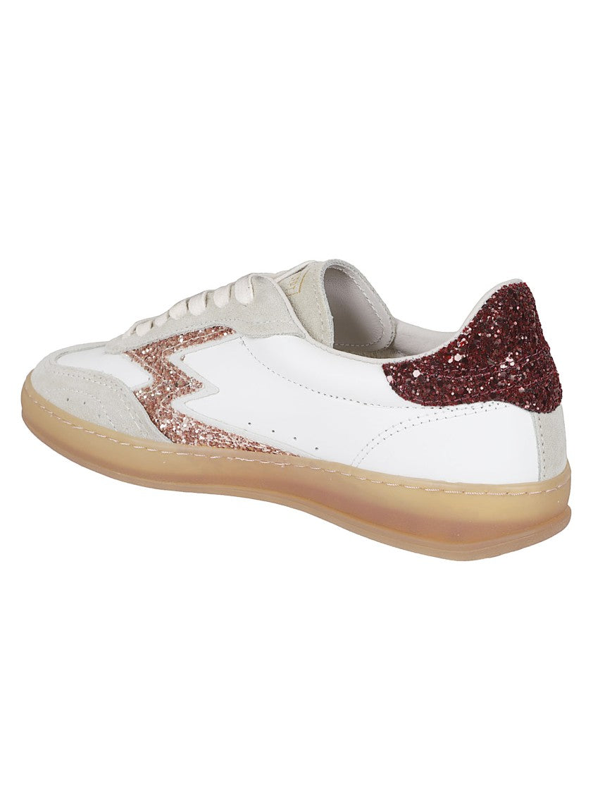 Moa Concept Low-Top Sneakers With Burgundy Glitter And Pink Logo
