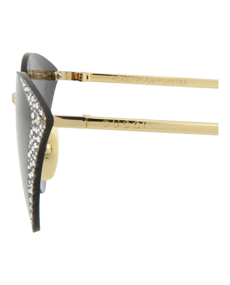 Gucci Cat Eye-Frame Metal Sunglasses With Rhinestone Accents