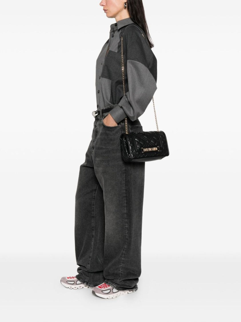 Love Moschino Quilted Black Shoulder Bag With Chain Strap