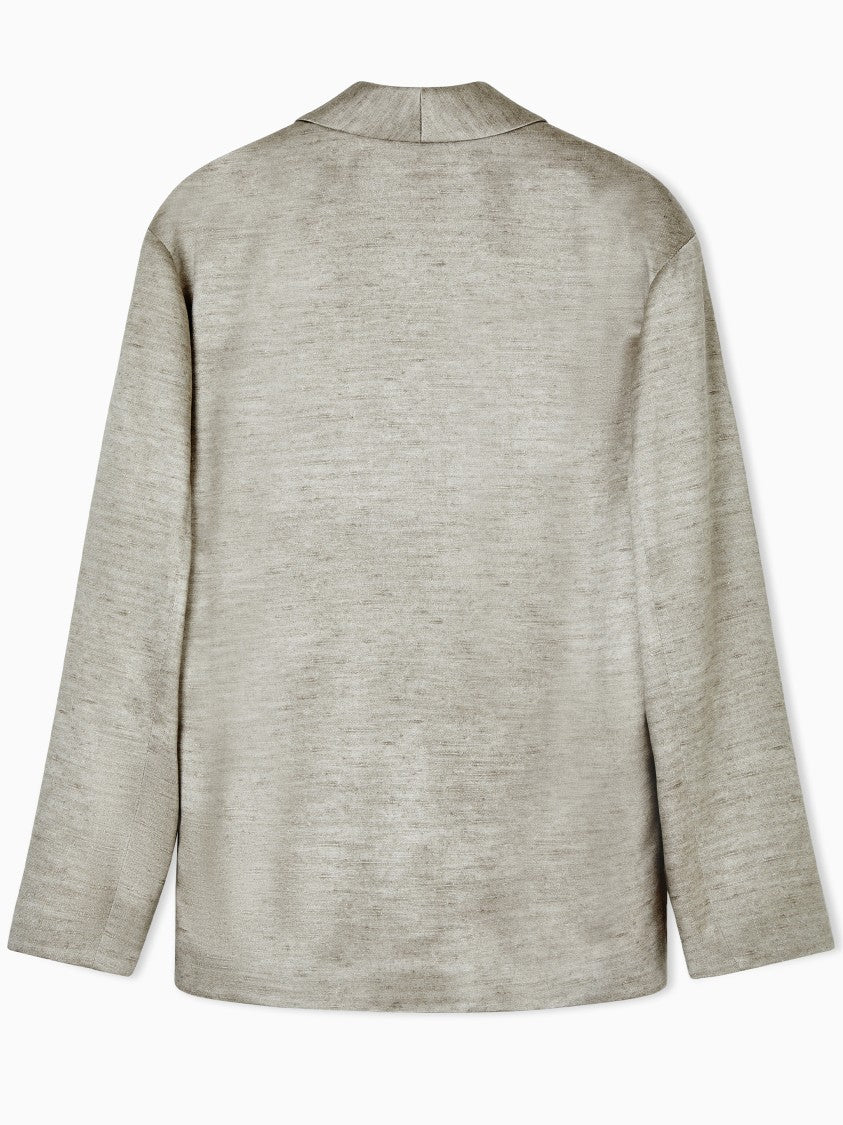 Giorgio Armani Shawl Collar Neutral Textured Relaxed Jacket