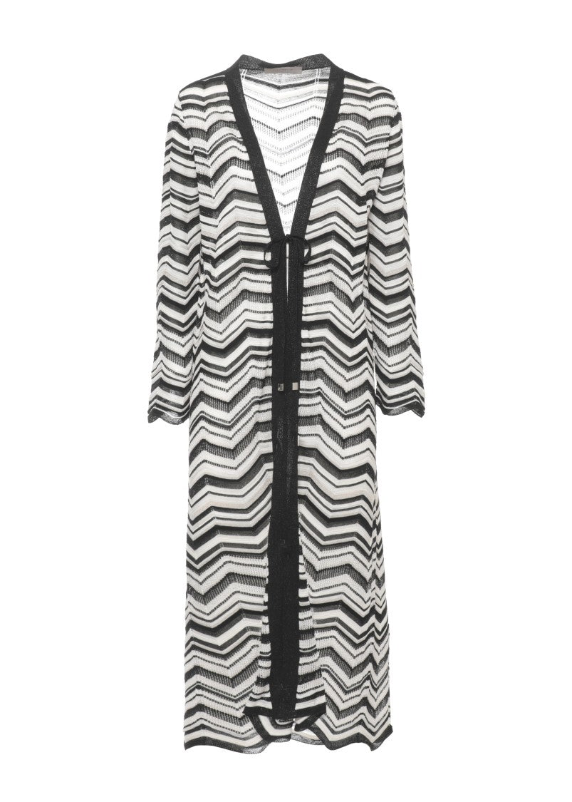 D. Exterior Black Chevron Lurex Cardigan