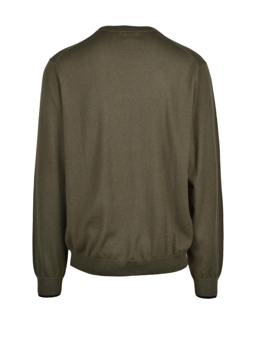 Sun68 Green Merino Wool-Cotton Crewneck Sweater