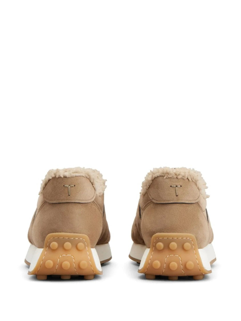 Tod's Brown Cow Leather Trainers With Plush Lining