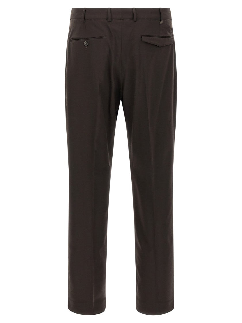 Pt Torino B-Stretch Wool Pants With Front Button Closure