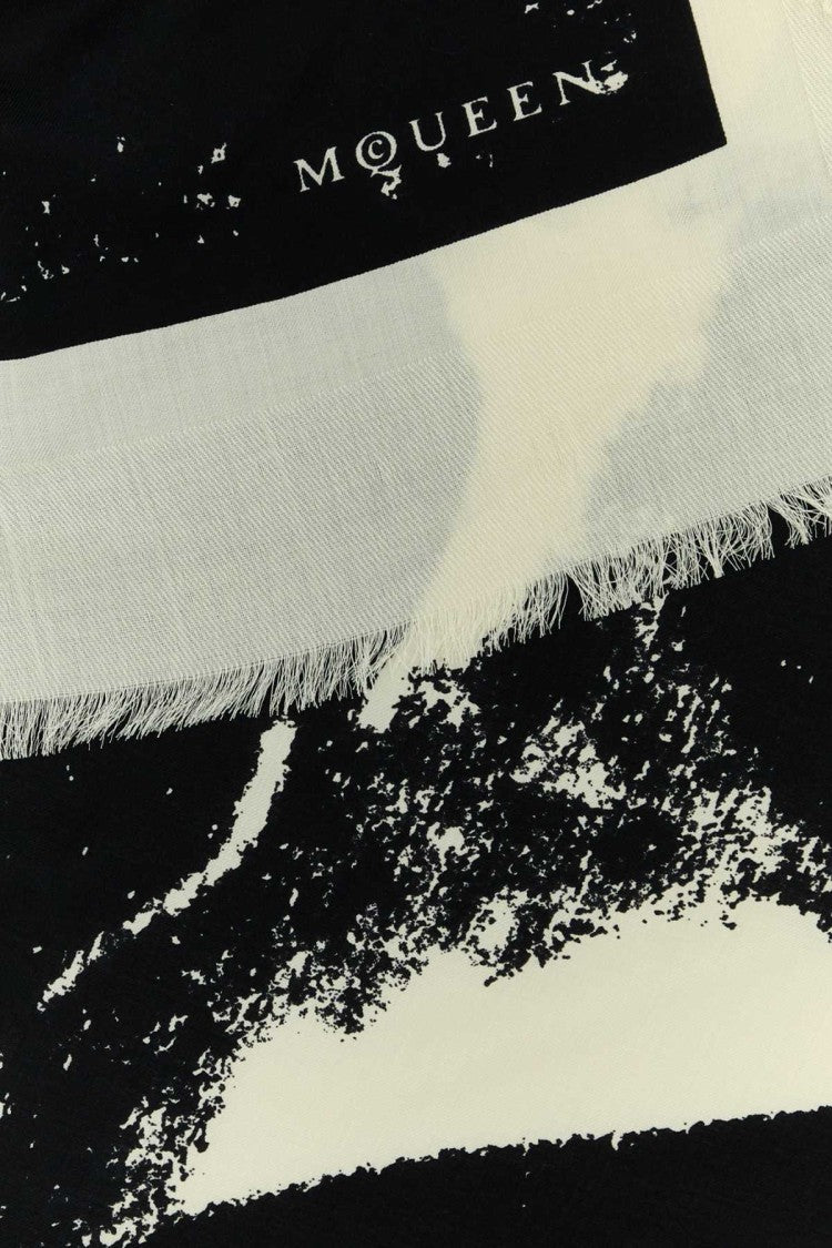 Alexander Mcqueen Ivory Silk Blend Scarf