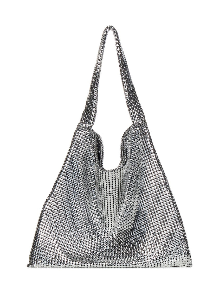 Rabanne Silver Aluminum Mesh Pixel Tote Bag