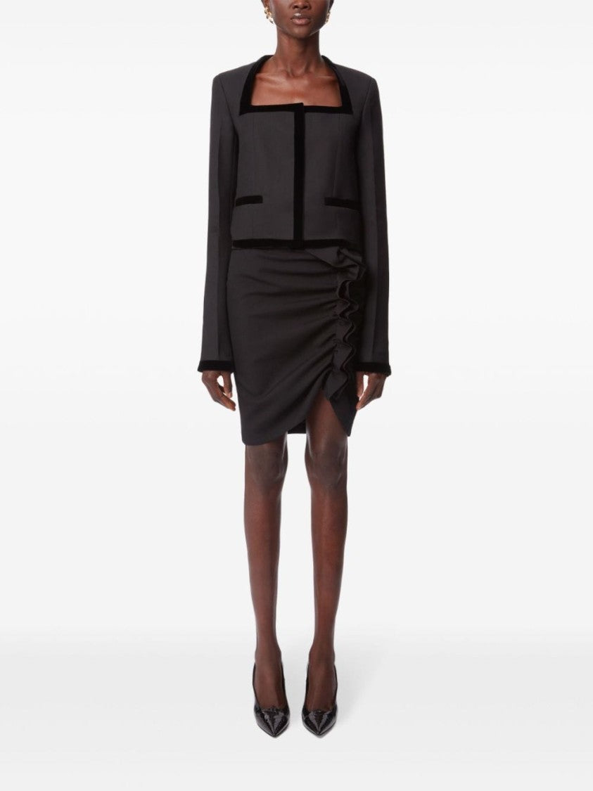 Nina Ricci Draped Black Wool Blend Mini Skirt