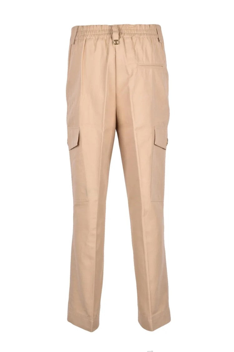 Twin-Set Beige Cargo Pants With Mid-Rise Waist