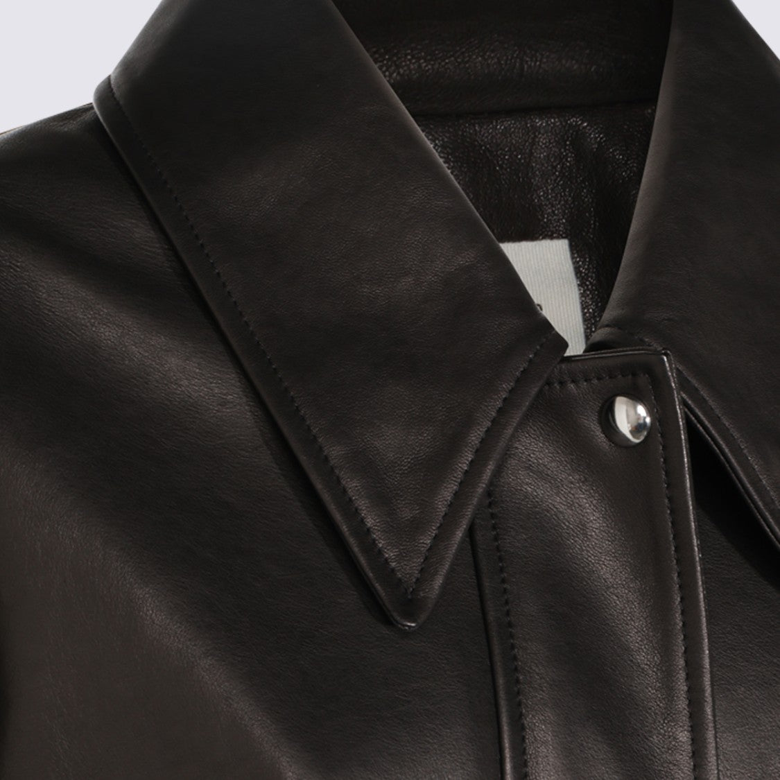 Khaite Smooth Leather Jacket With Pointed Collar