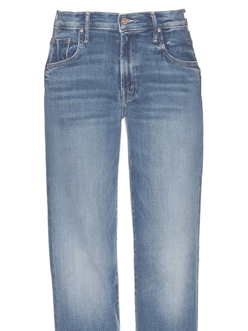 Mother Classic Five-Pocket Washed Denim Jeans