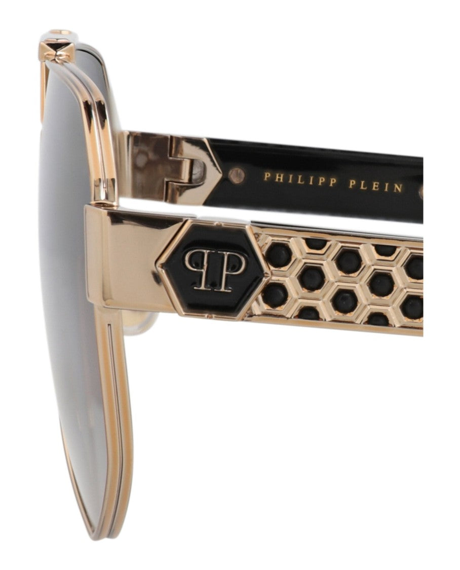 Philipp Plein Geometric Aviator-Frame Sunglasses With Gold-Tone Accents