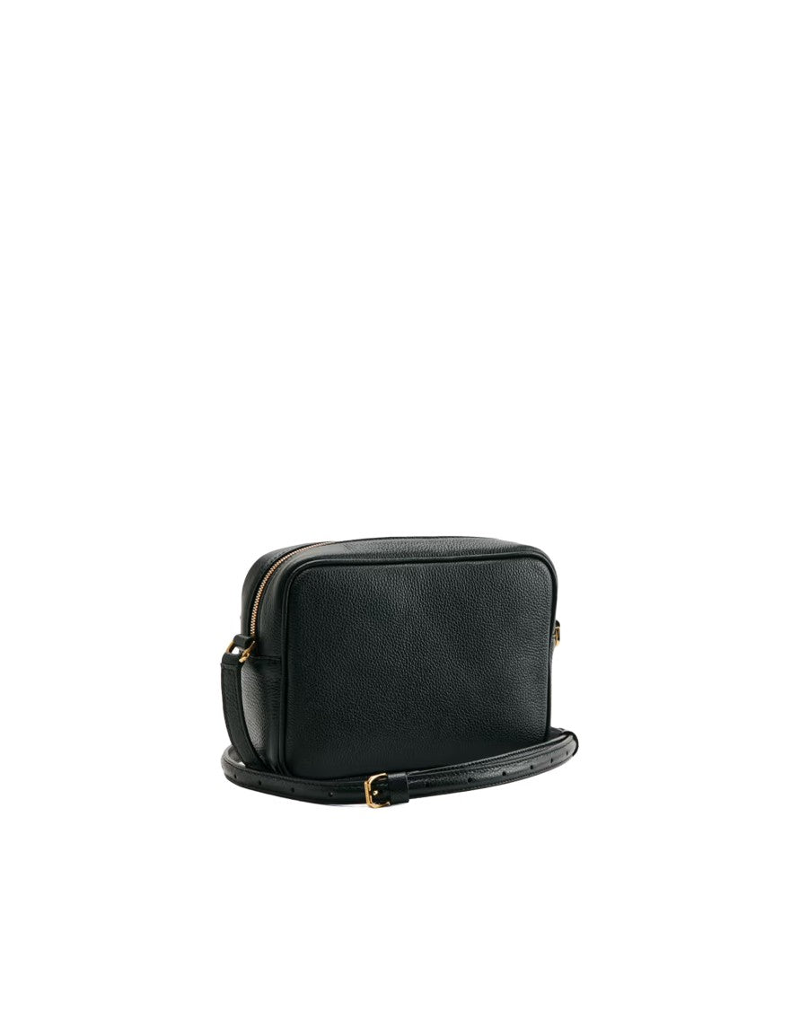 Patrizia Pepe Nero All Day Textured Leather Crossbody Bag