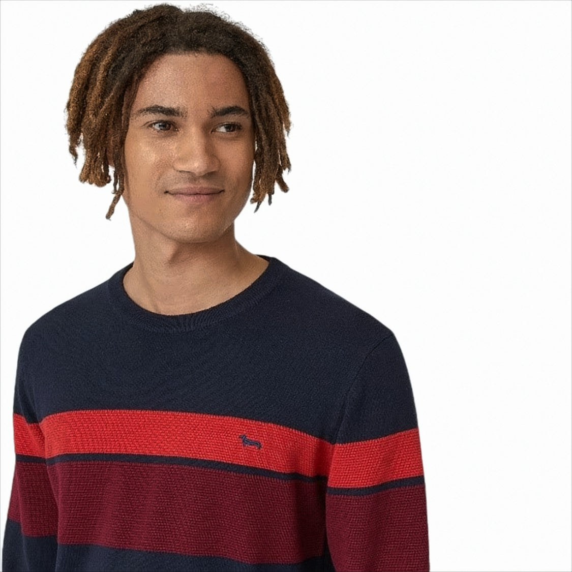 Harmont & Blaine Textured 3D Design Pullover With Bold Horizontal Stripes