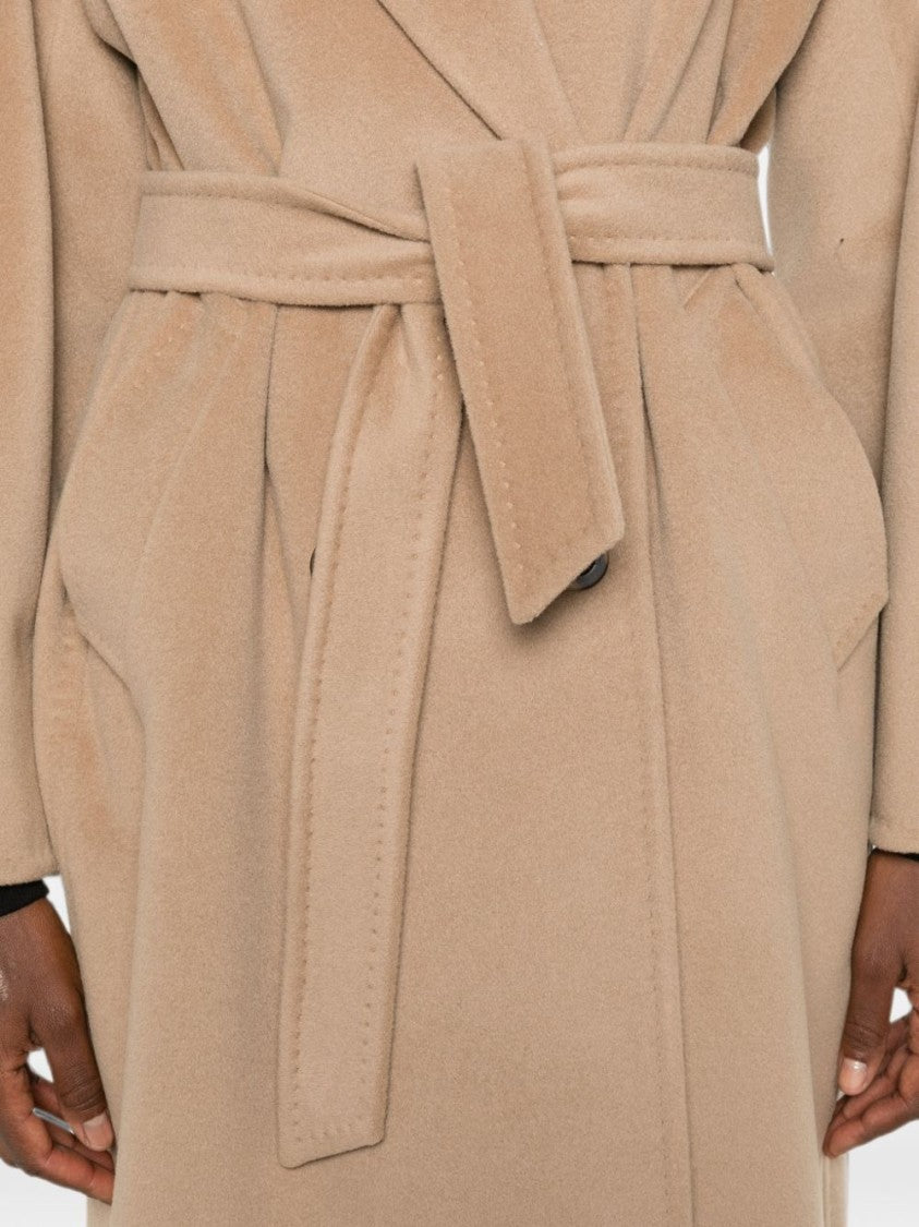 Max Mara Double-Breasted Silk And Nylon Coat With Belted Waist