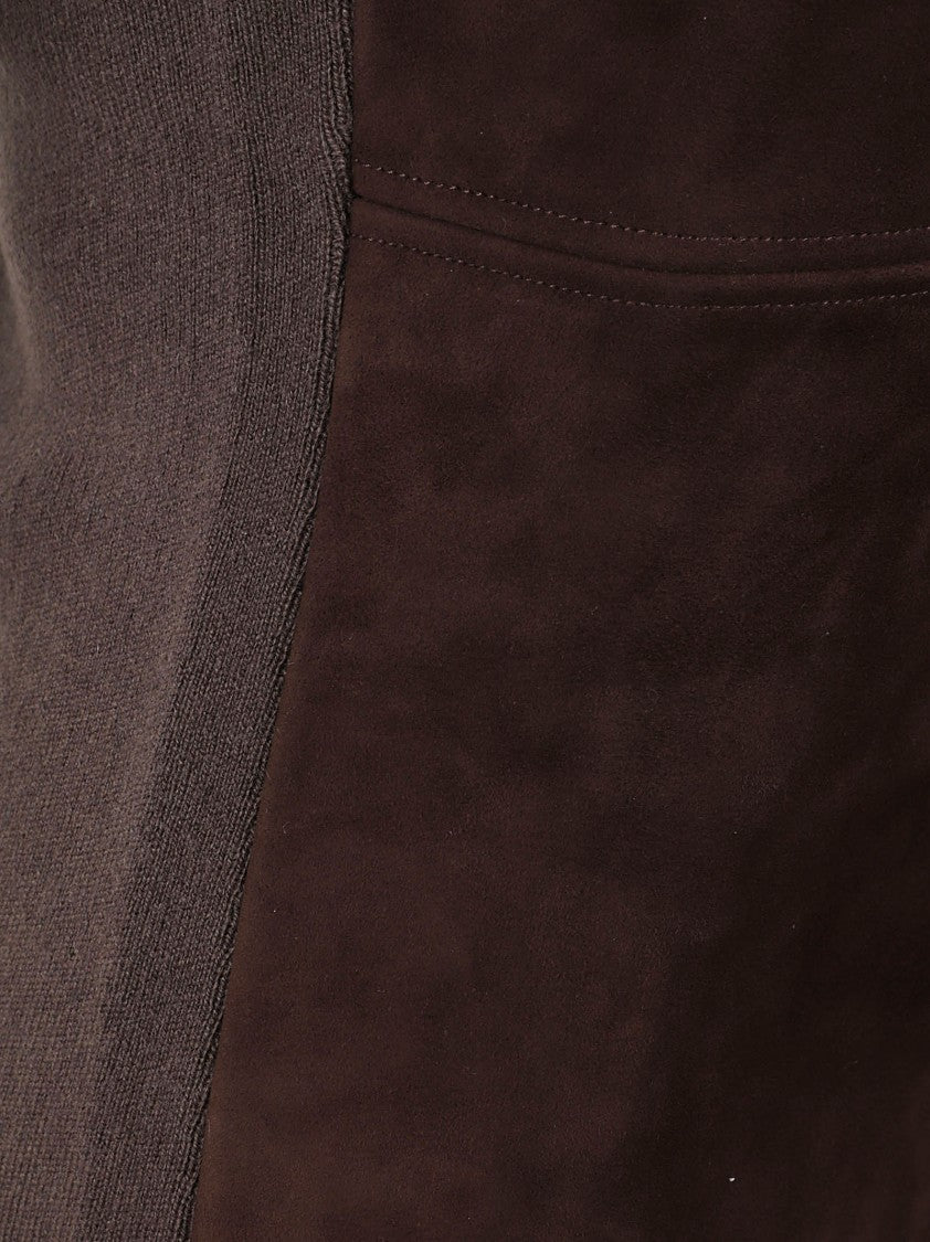 Max Mara Sleeveless Top With Suede Front And Ribbed Texture