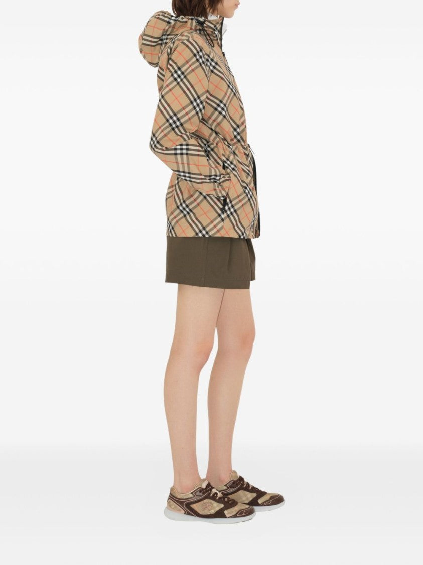 Burberry Hooded Casual Jacket With Classic Check Pattern