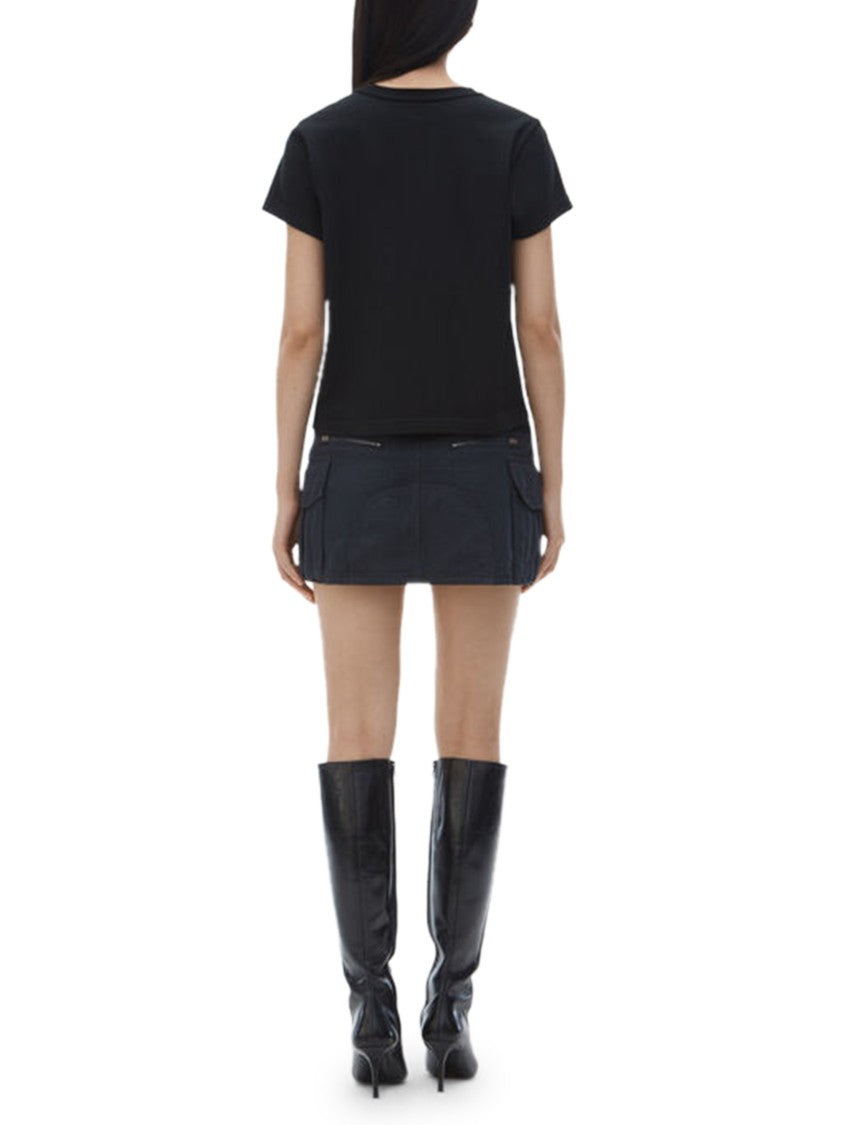 Alexander Wang Black Essential Shrunken Tee Puff Logo Tee