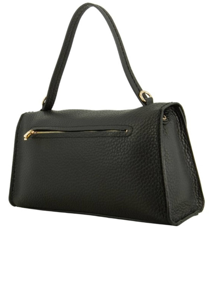 Visona` Queen Pebbled Leather Structured Shoulder Bag