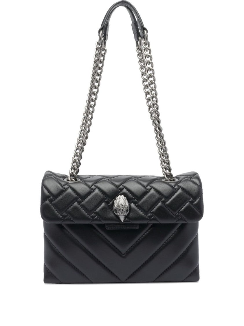 Kurt Geiger Quilted Calf Leather Shoulder Bag With Distinctive Silver Clasp