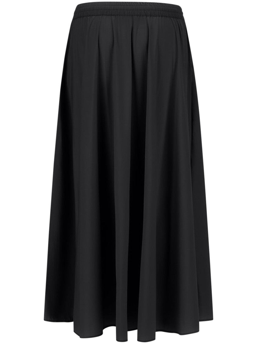 Herno Flowing Black Skirt With Gathered Waistband