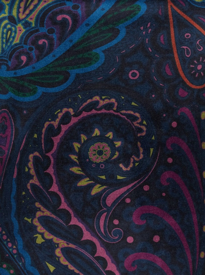 Etro Fitted Velvet T-Shirt With All-Over Paisley Print