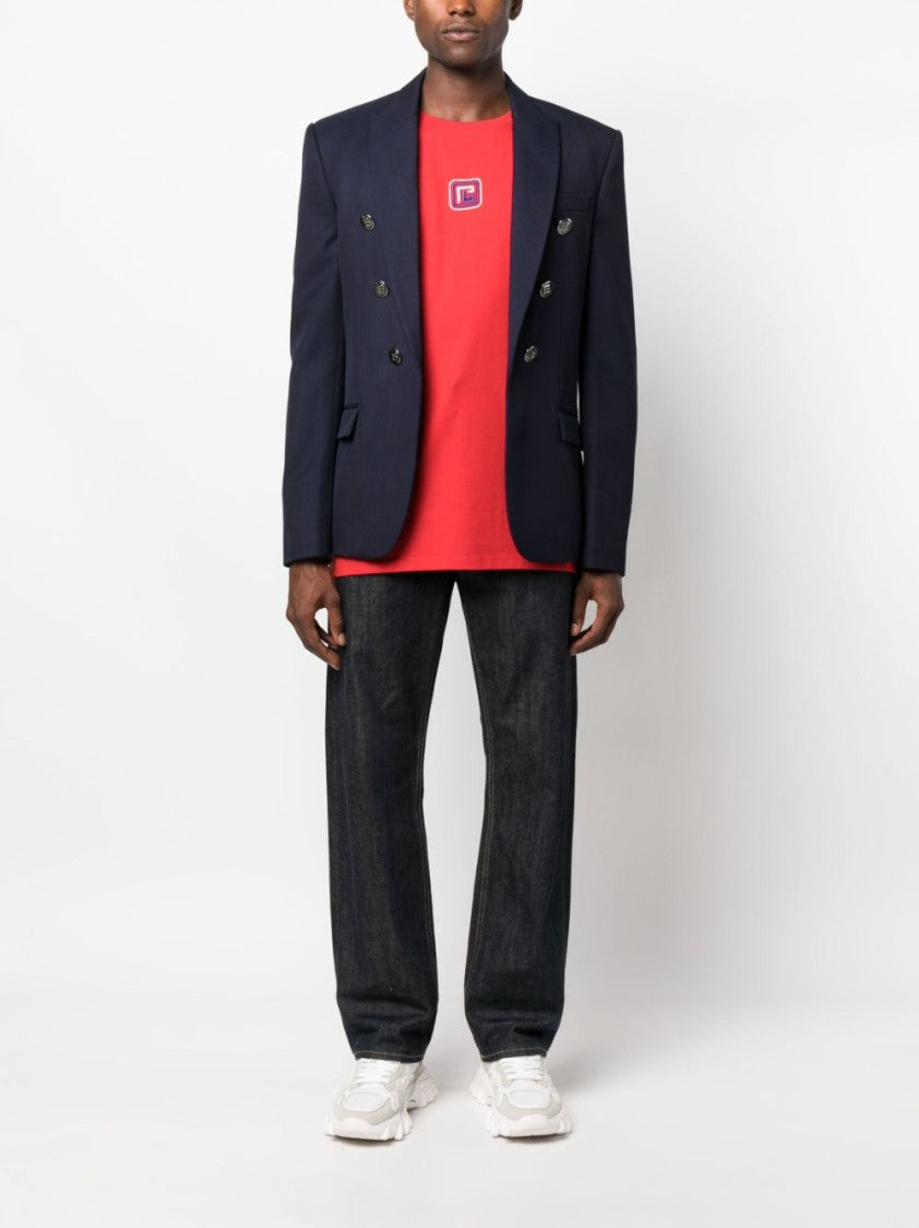 Balmain Embossed-Button Double-Breasted Blazer