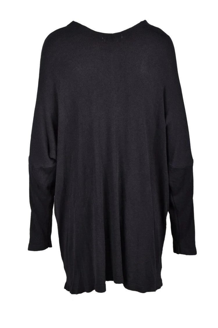 Gil Santucci Black Embossed Viscose-Blend Sweater