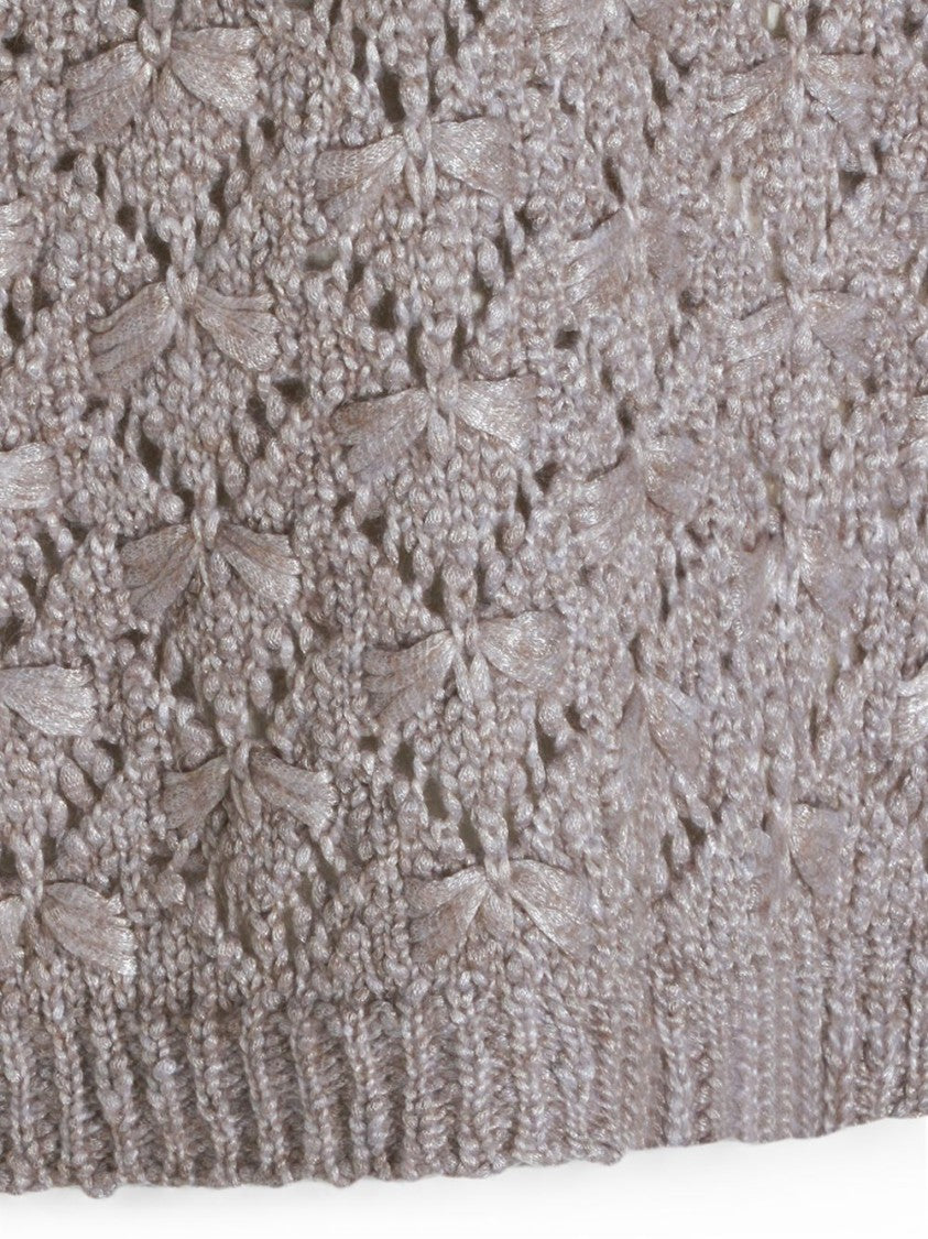 Fabiana Filippi Black Open-Knit Floral Motifs Sweater