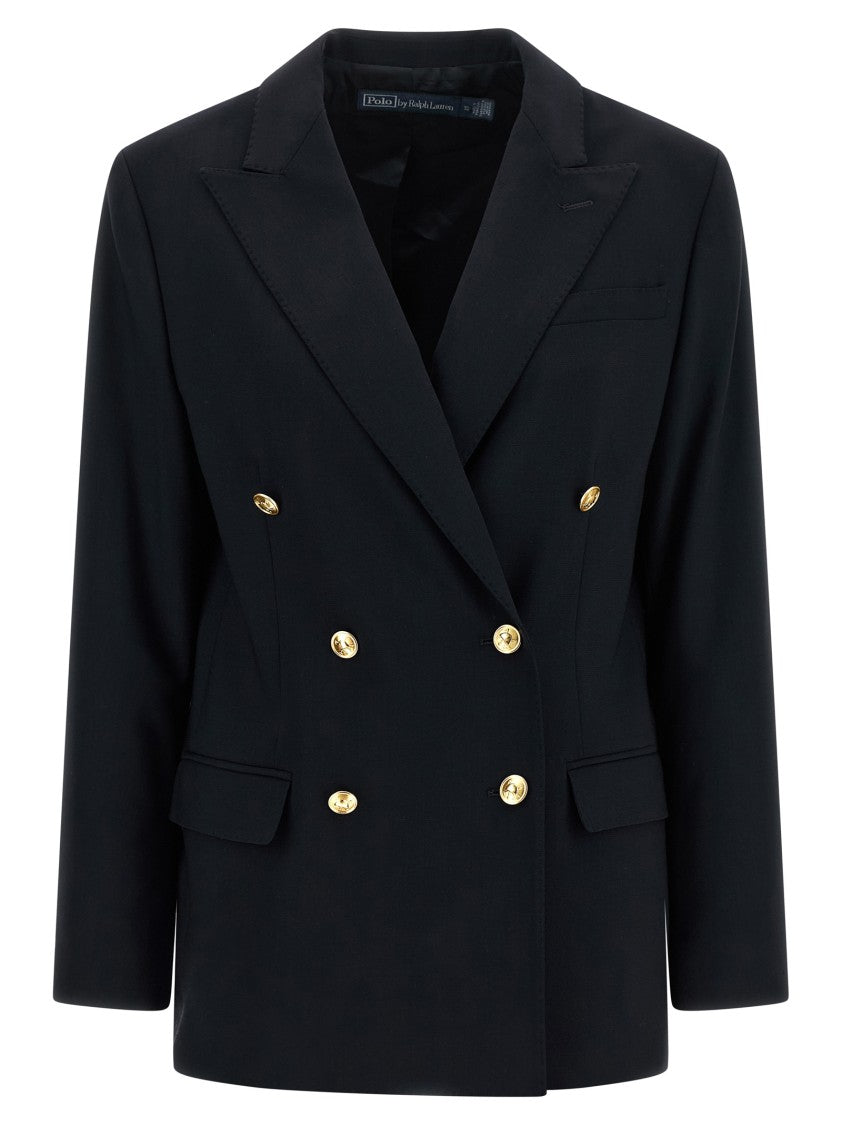 Polo Ralph Lauren Double-Breasted Stretch Wool Crêpe Blazer With Peak Lapels And Gold-Tone Buttons