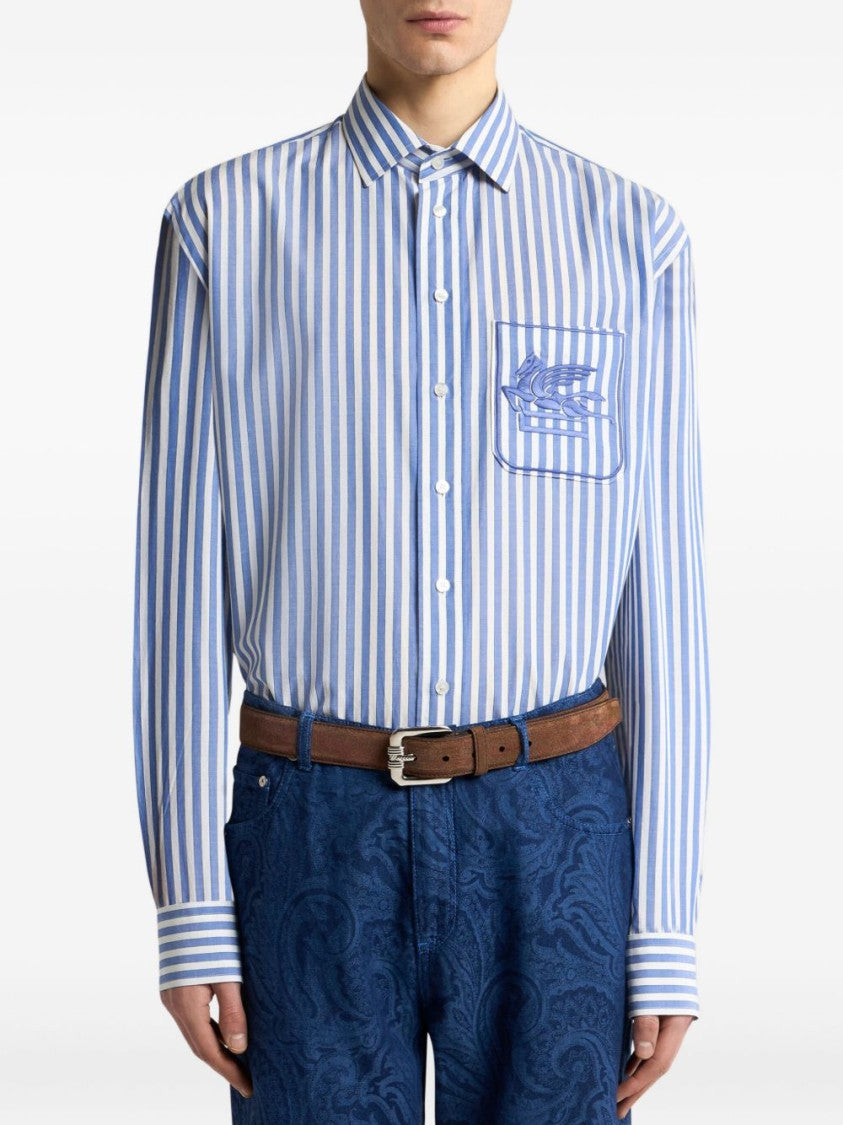 Etro Long-Sleeve Striped Shirt With Chest Pocket