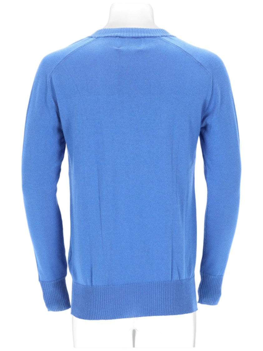 Laneus Blue Cotton Viscose Knit Sweater