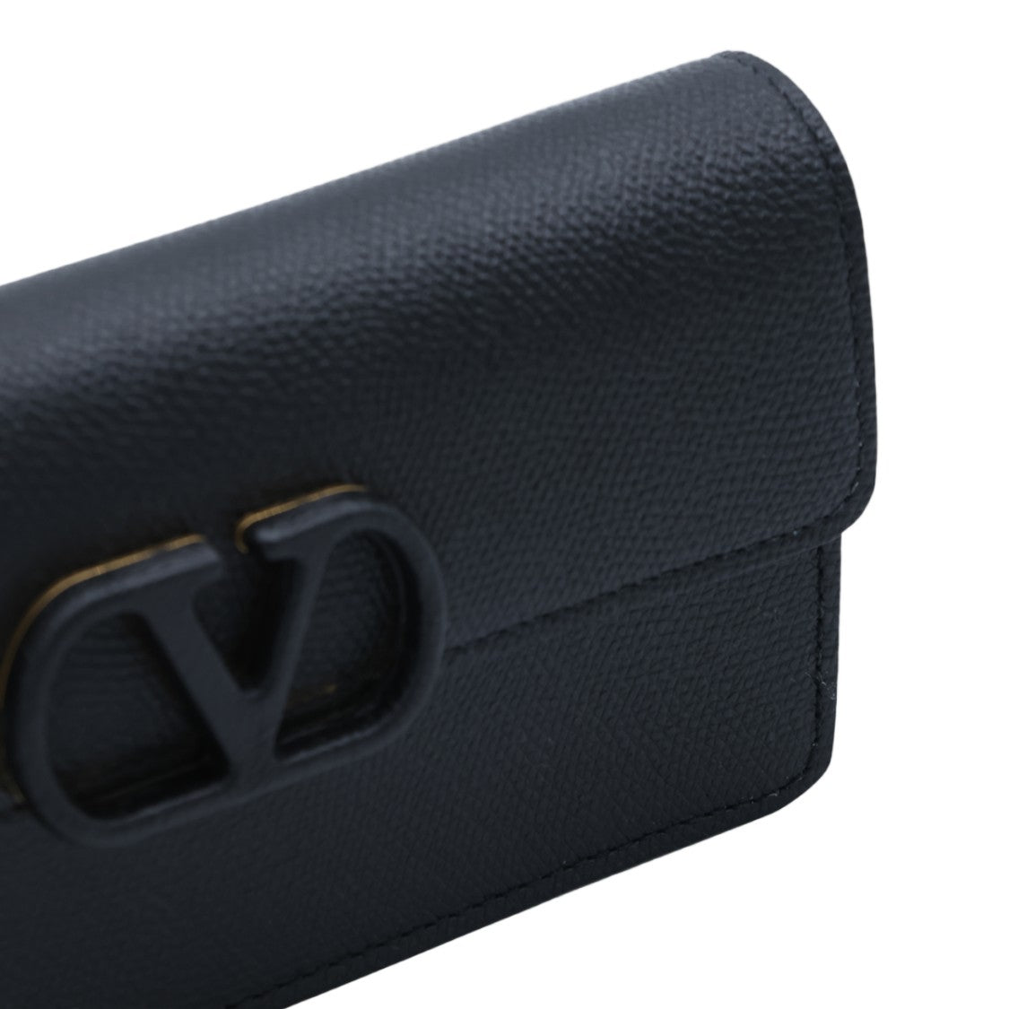 Valentino Garavani Black Textured Flap Rectangular Handbag