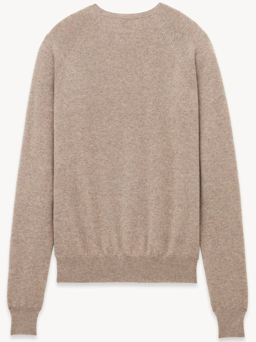 Saint Laurent Beige Pull Cassandre Cashmere Pullover