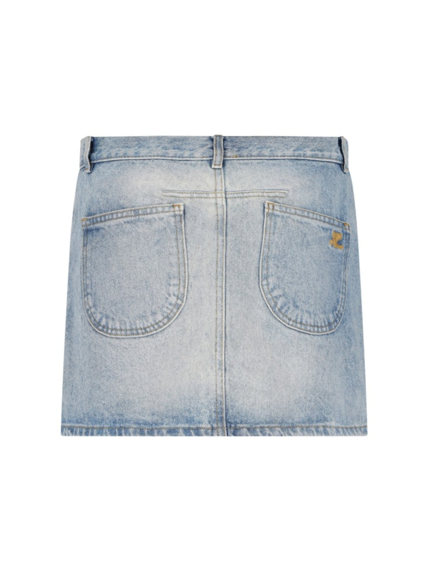 Courrèges Blue Denim Mini Skirt