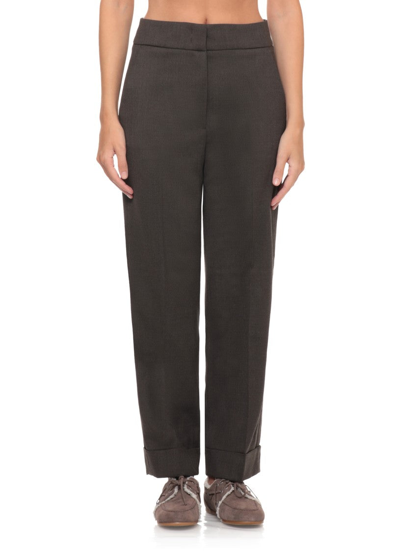 Peserico Grey Lapel Hem Formal Pants