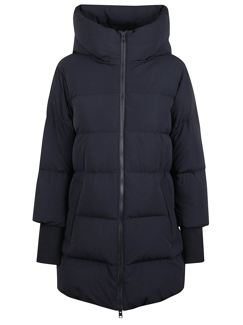 Woolrich Maxi-Length Padded Coat With Flap Pockets And Adjustable Waist