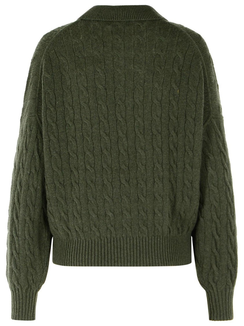Polo Ralph Lauren Green Cashmere And Wool Polo Shirt