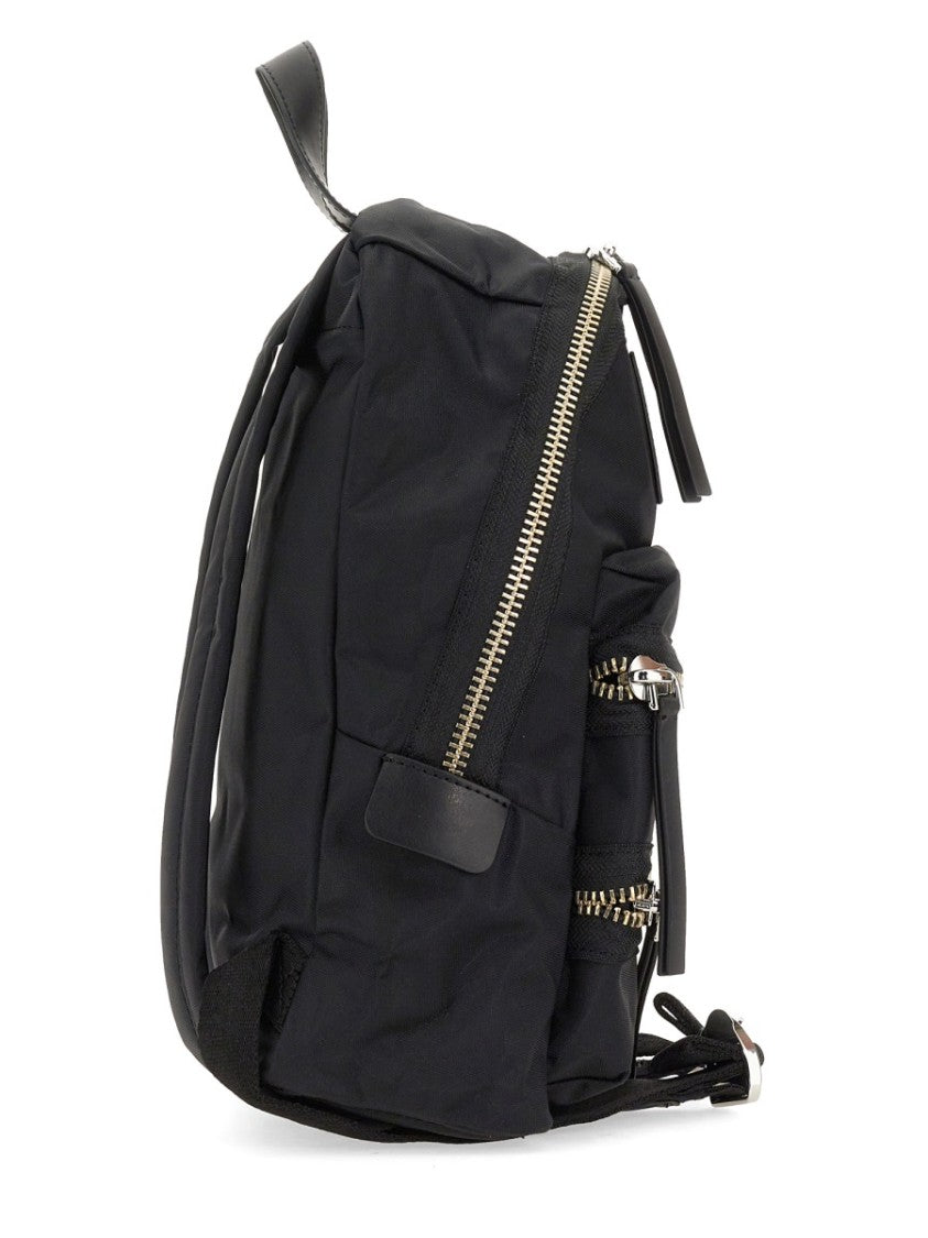 Marc Jacobs Medium Black Backpack With Rounded Silhouette And Silver Hardware