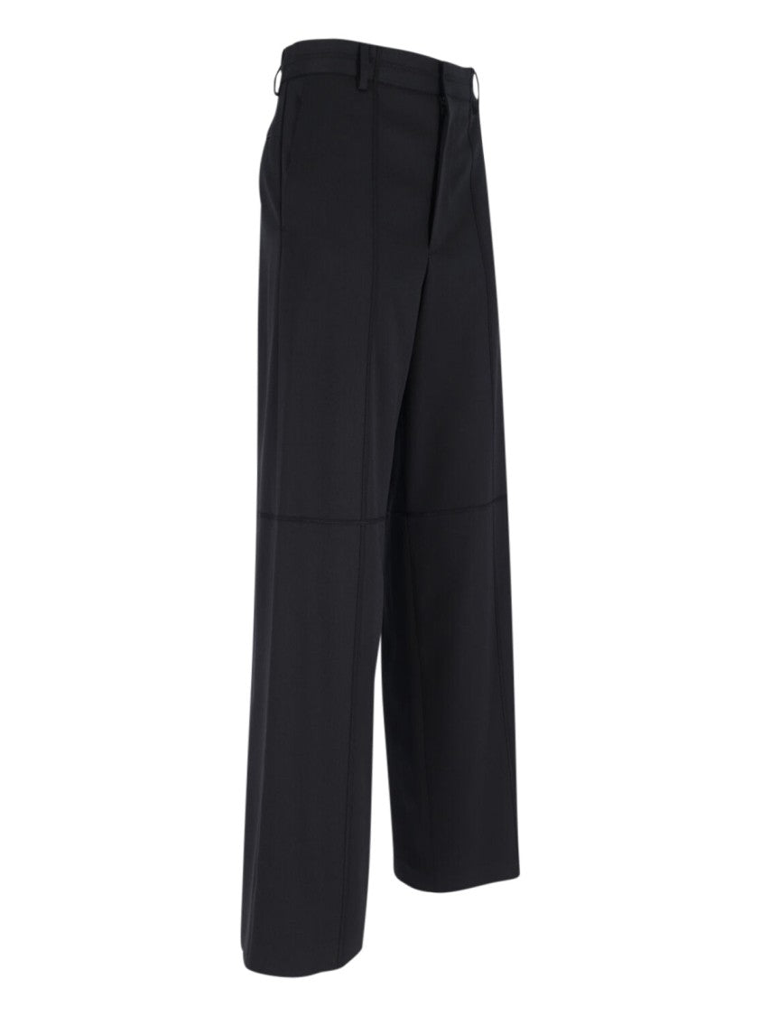 Mm6 By Maison Margiela Wide-Leg Black Wool Blend Trousers