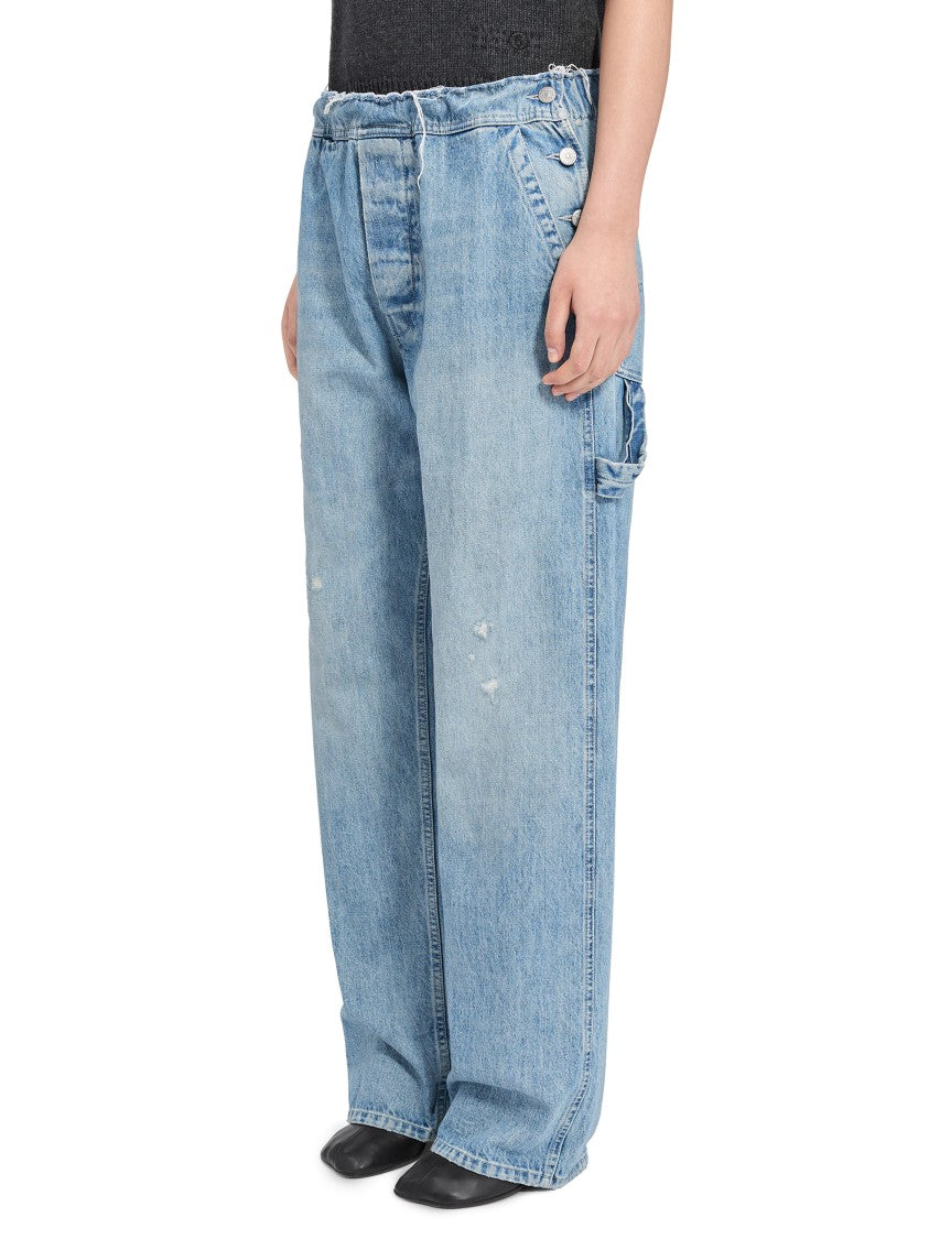 Mm6 By Maison Margiela Relaxed Wide-Leg Trousers In Light Blue Denim