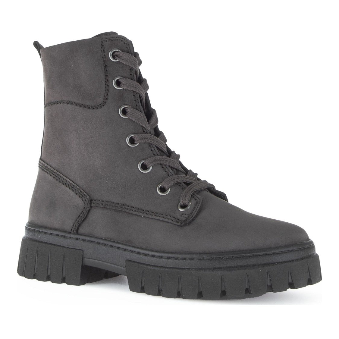 Gabor Gray Low-Closed Lace-Up Suede Ankle Boots