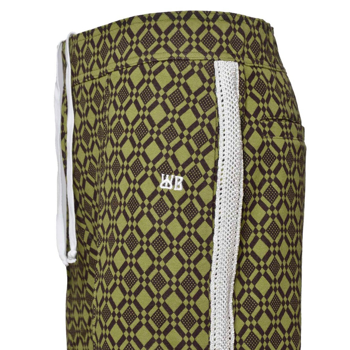 Wales Bonner Power Sports Pants In Olive Green Jacquard Cotton