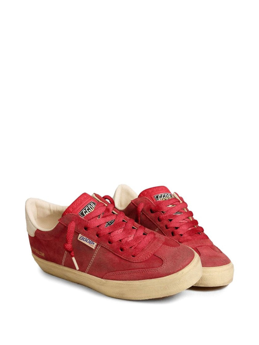 Golden Goose Red Low-Top Suede Leather Sneakers