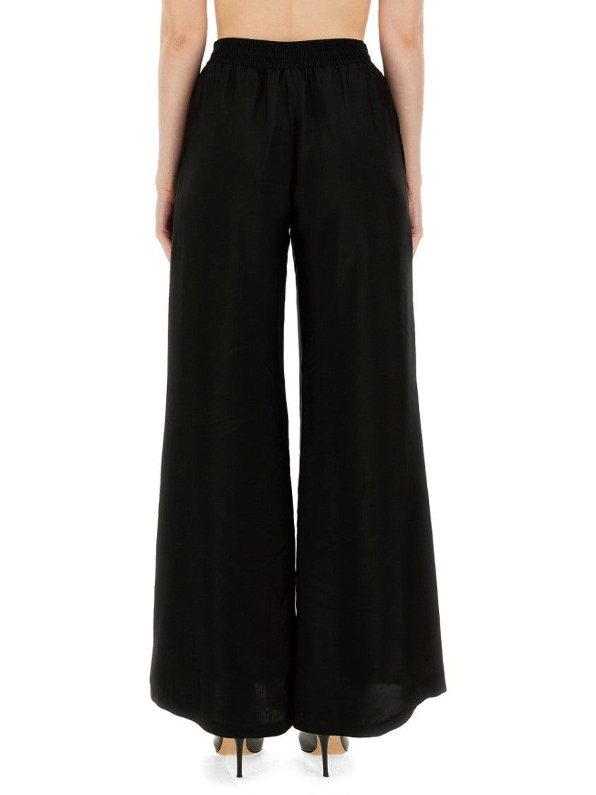 Fabiana Filippi Black Wide Leg Pants With Relaxed Fit And Elastic Waistband